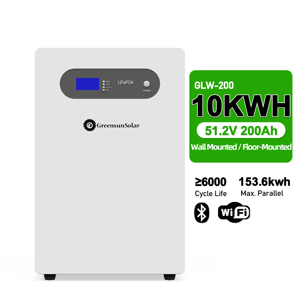 51.2V 200Ah 壁挂式磷酸铁锂电池适用于10 Kw 太阳能系统